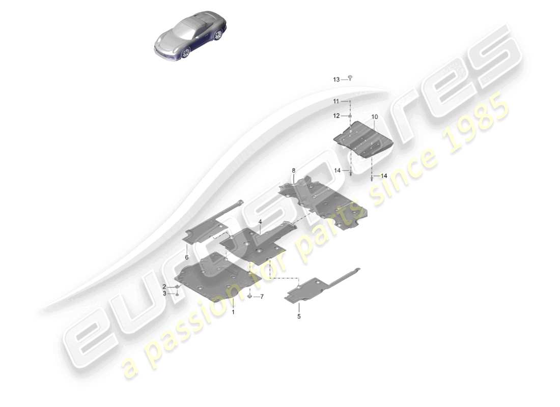 porsche 2020 (991-2 r/gt3/rs) underbody trim speedster parts diagram
