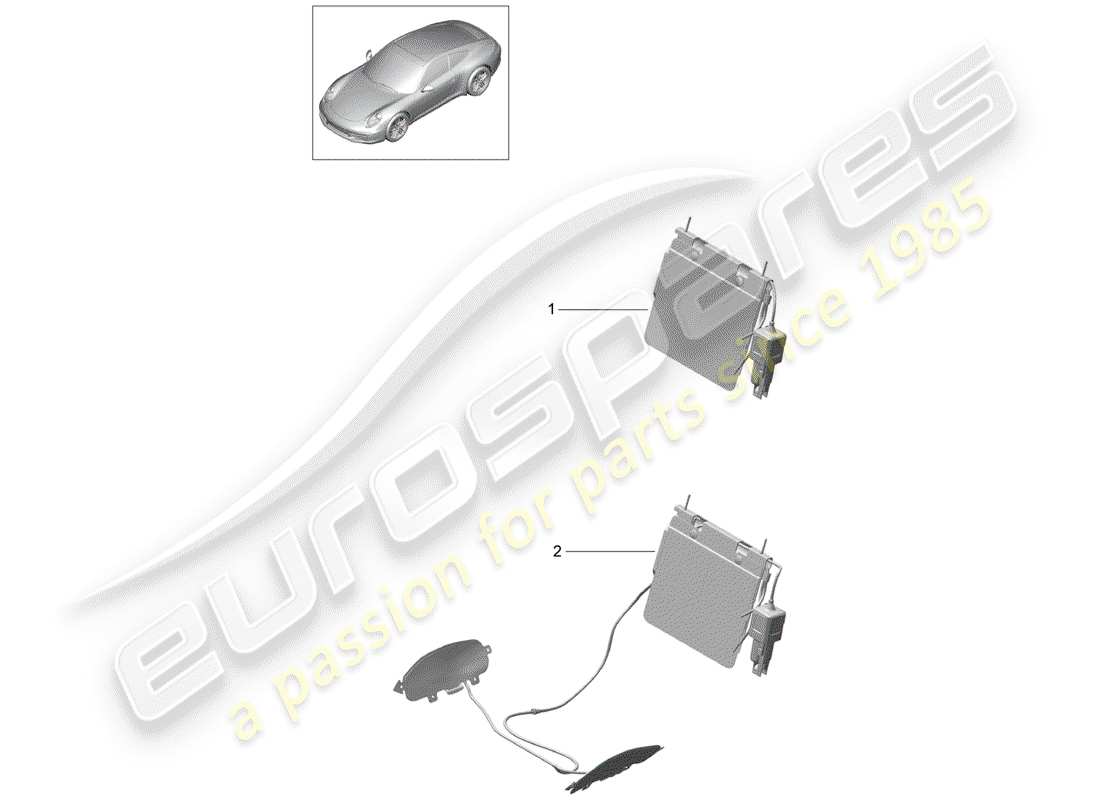 porsche 991 (2014) lumbar support parts diagram