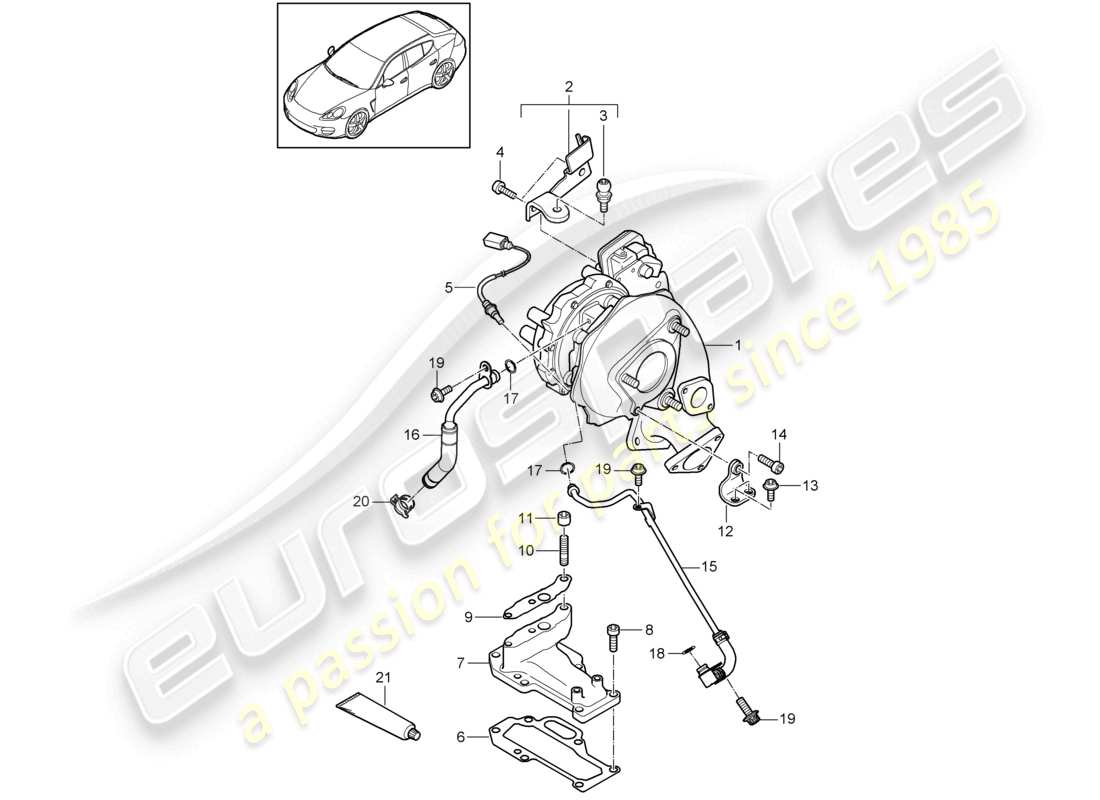 porsche 2010 (cayenne e1 9pa) exhaust gas turbocharger parts diagram