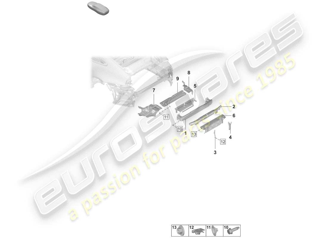 porsche 2020 (992-1) bumper bracket part diagram