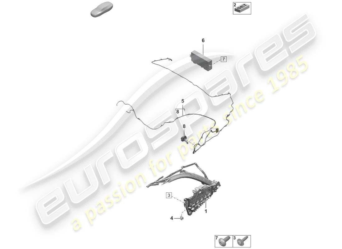 porsche 2019 (992-1) top frame parts diagram