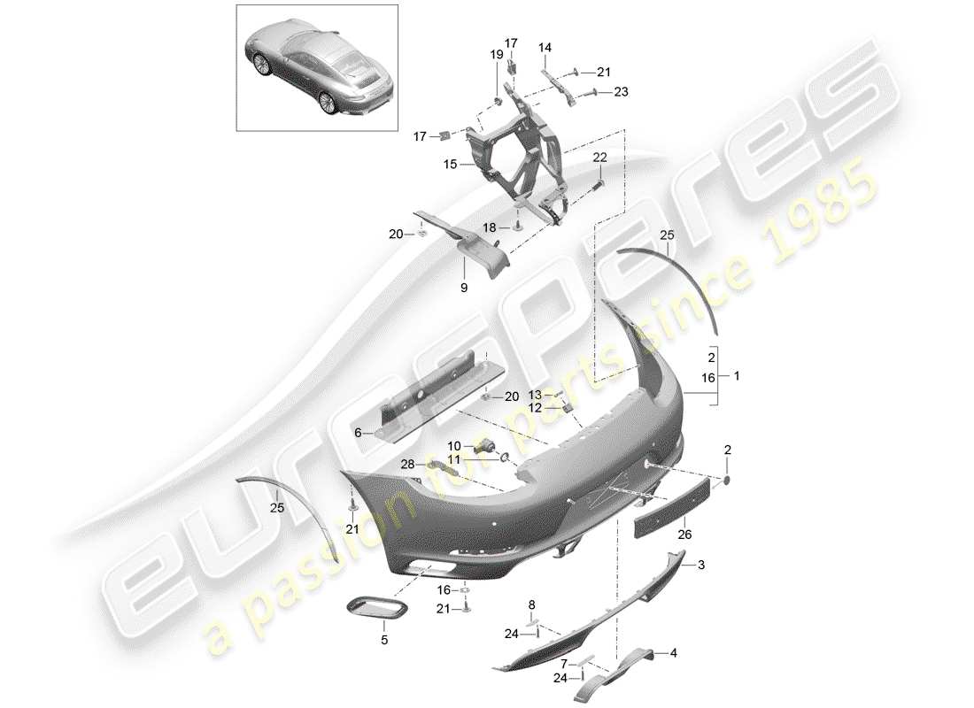porsche 2019 (991-2) bumper part diagram