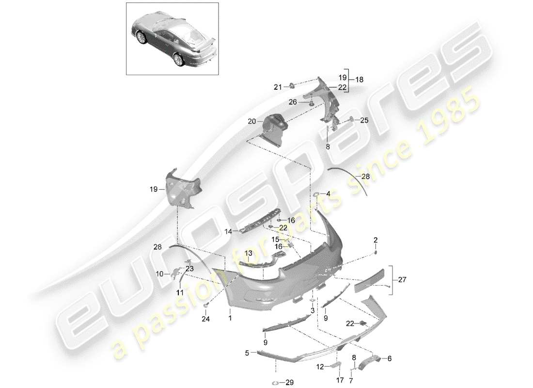 porsche 2020 (991-2 r/gt3/rs) bumper part diagram