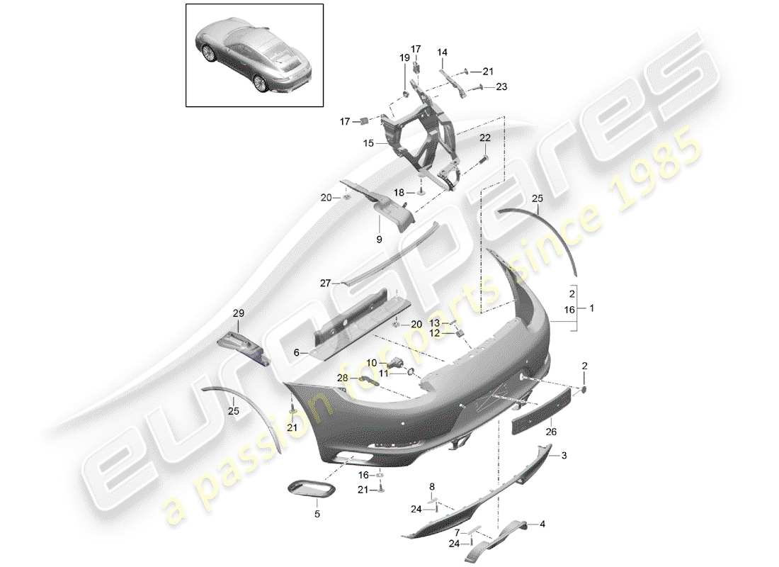 porsche 2019 (991-2) bumper part diagram