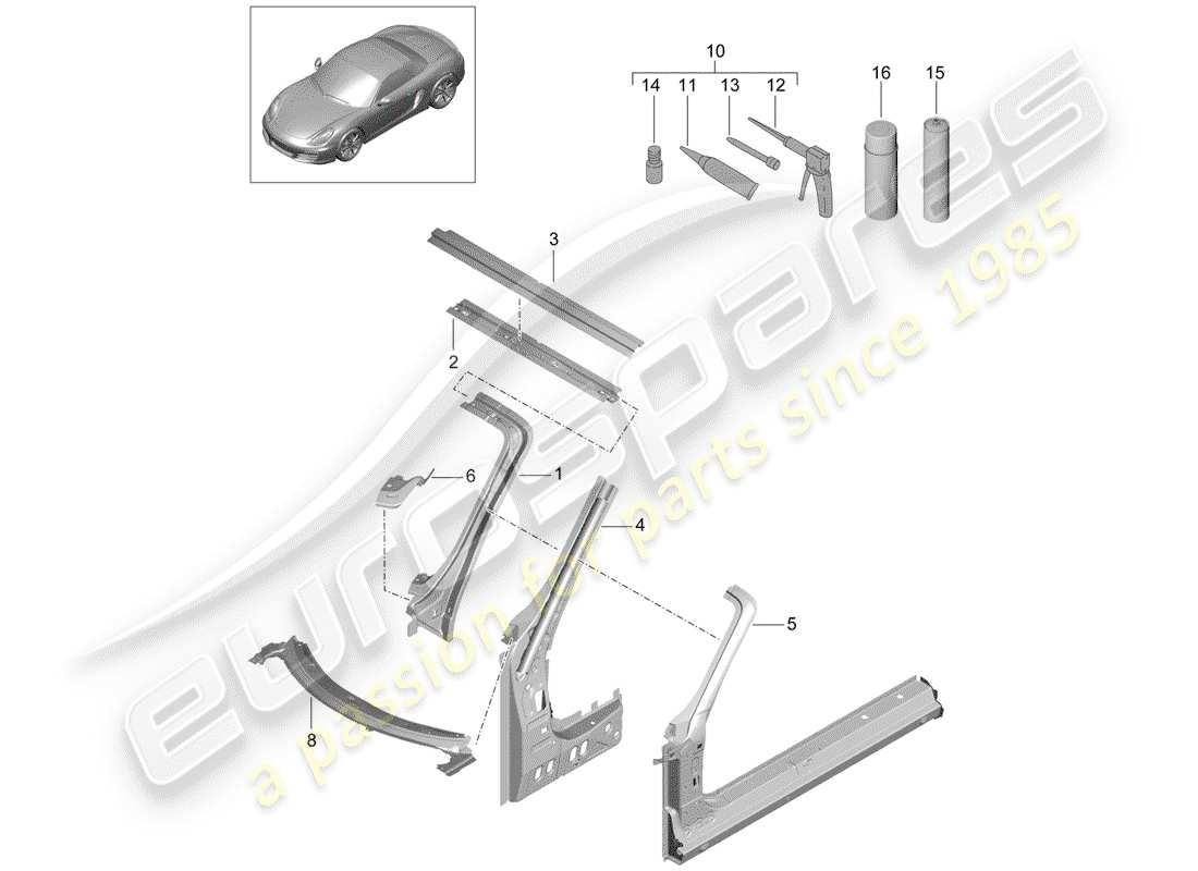 porsche 2012 (981 boxster) cowl part diagram