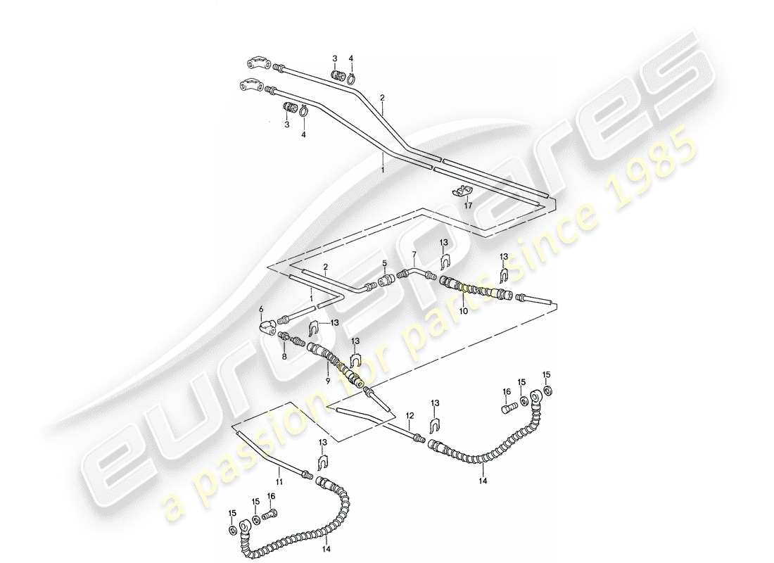 porsche 1987 (959) brake lines parts diagram