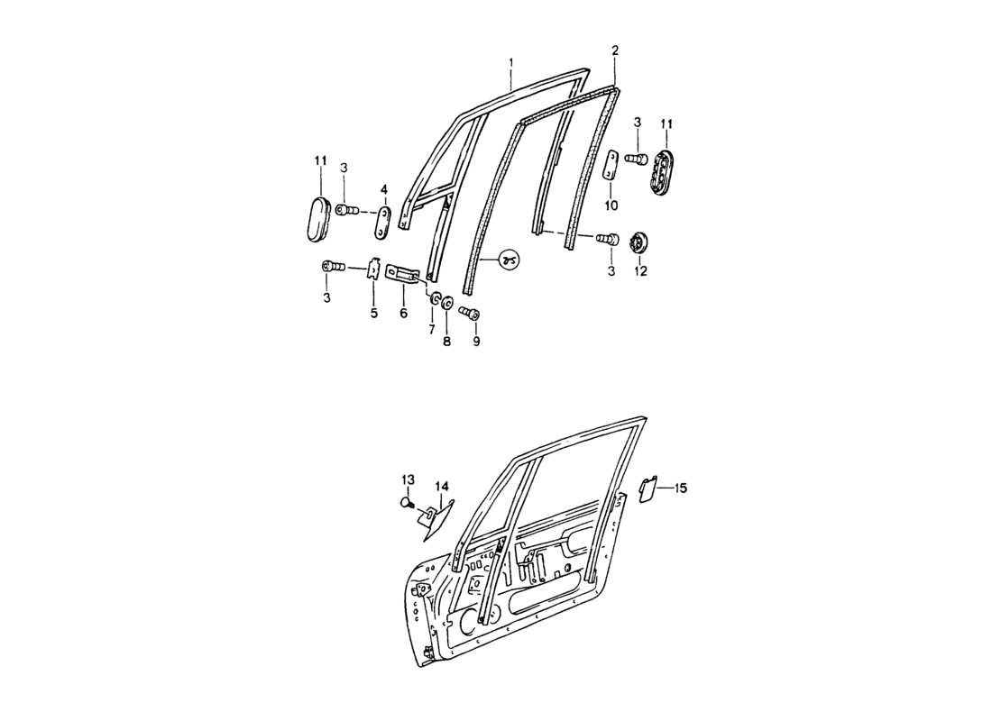 porsche 1994 (964) window frame parts diagram