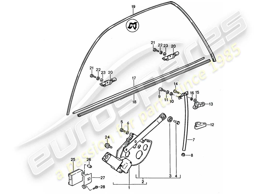 porsche 1995 (928) window regulator - and - accessories part diagram