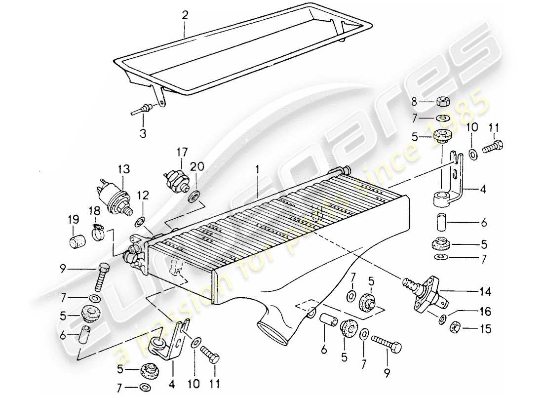 porsche 1994 (964) charge air cooler part diagram