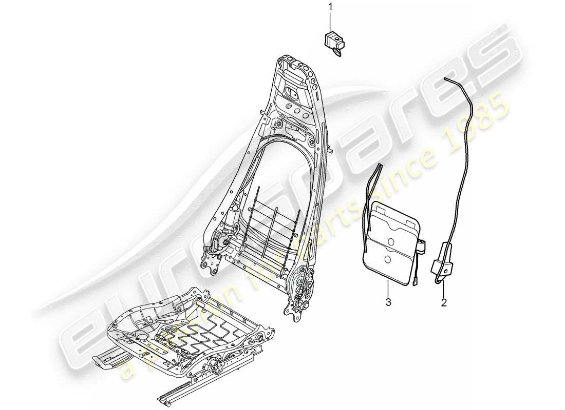 porsche 2008 (997-1 turbo / gt2) lumbar support parts diagram