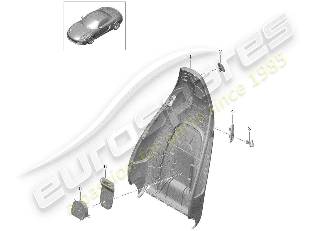 porsche 2013 (981 boxster) backrest shell parts diagram