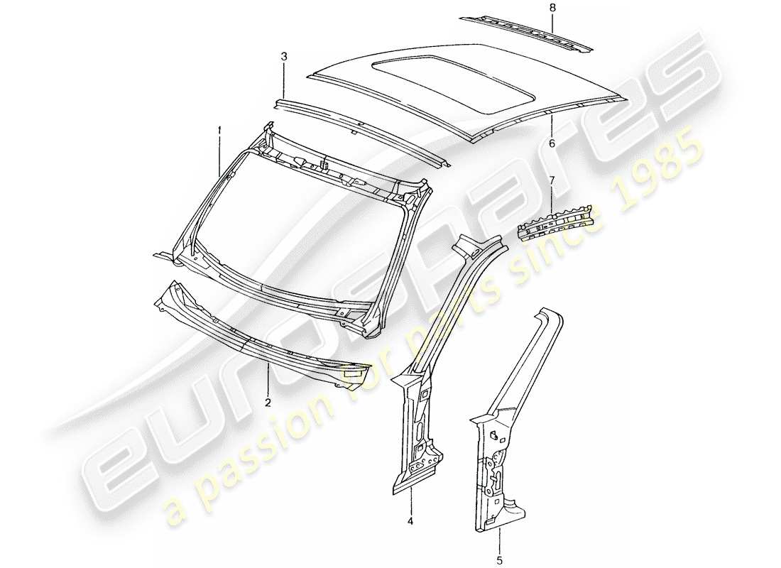 porsche 2000 (996) cowl part diagram