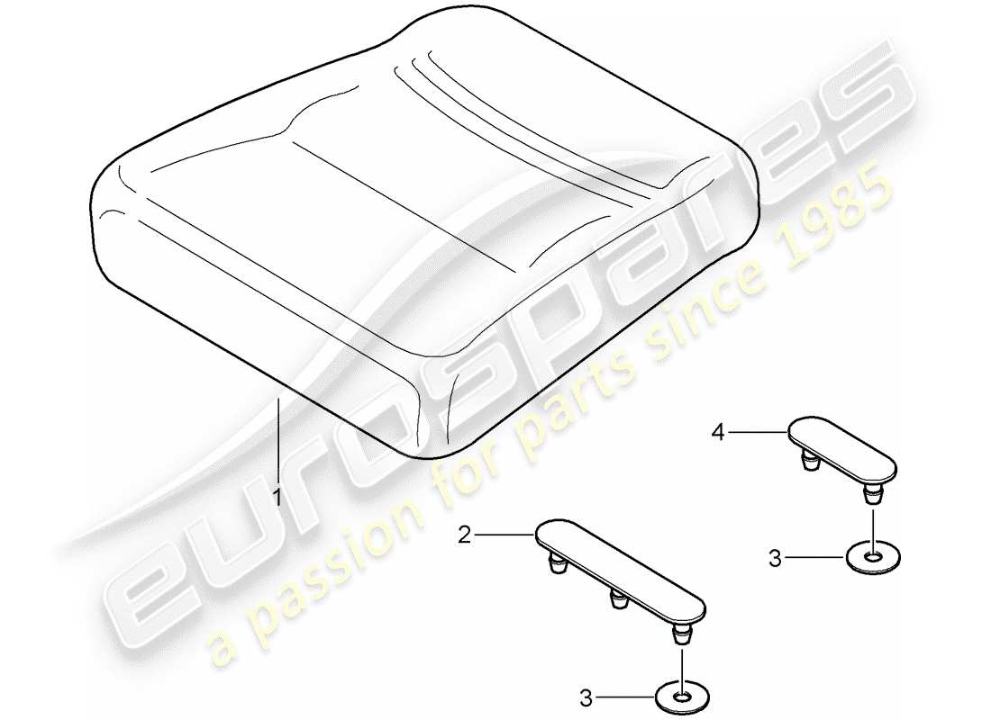 porsche 997 t/gt2 (2008) back seat cushion part diagram