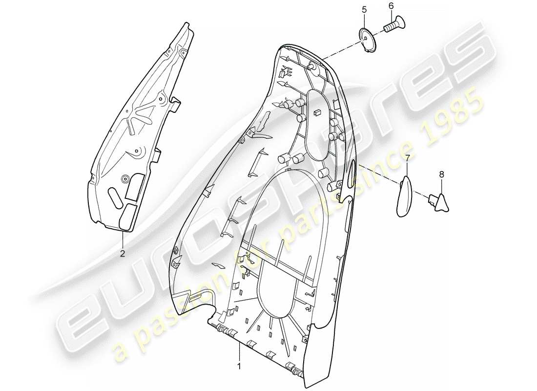 porsche cayman 987 (2006) backrest shell parts diagram