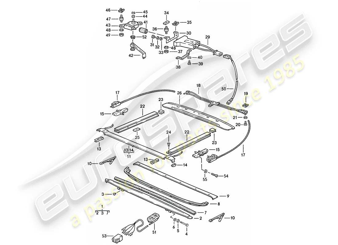 porsche 1985 (928) sunroof - fasteners part diagram