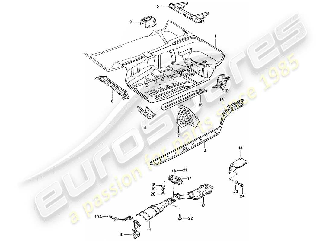 porsche 1985 (928) floor pan part diagram