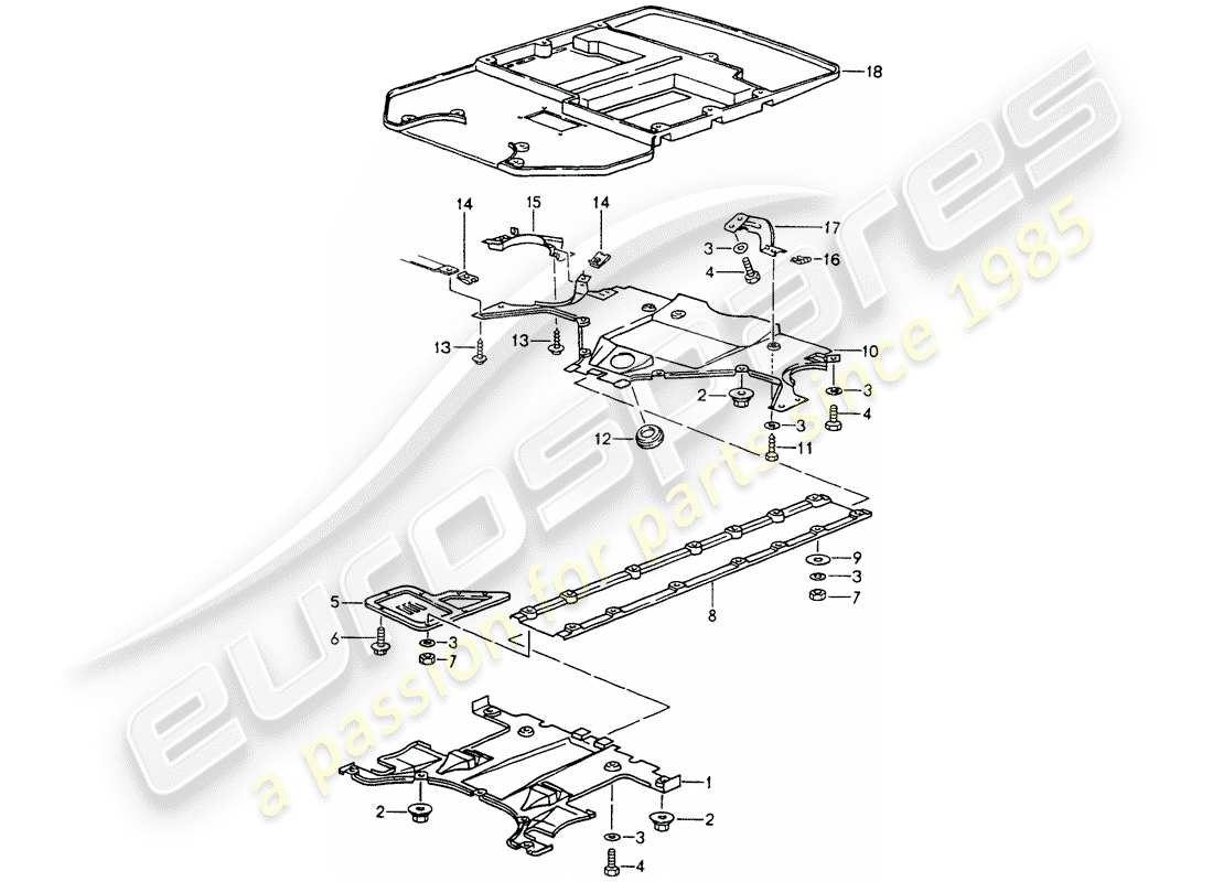 porsche 1990 (964) cover - underbody part diagram