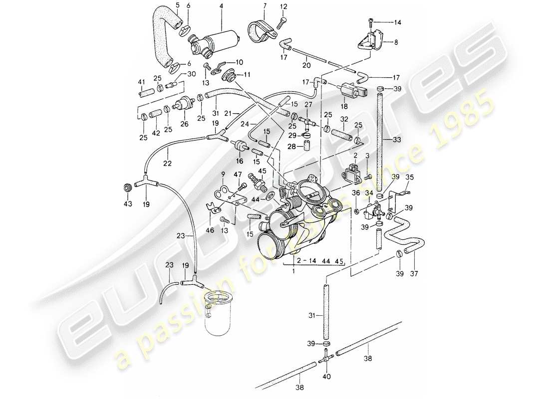 porsche 1998 (993) throttle body part diagram