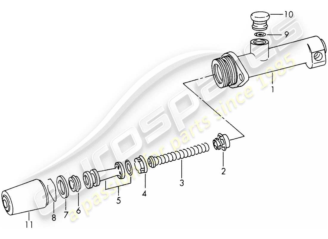 porsche 911/912 (1965) brake master cylinder - single parts - d >> - mj 1967 parts diagram