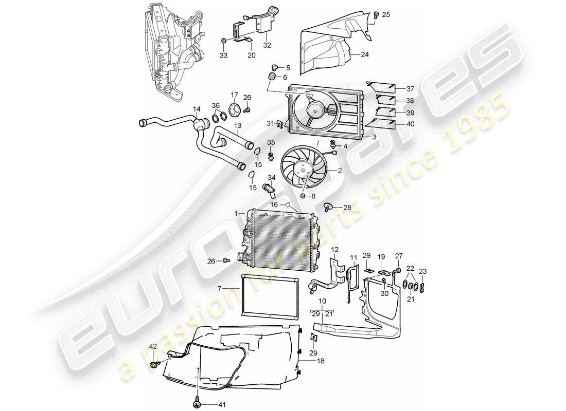 porsche 2008 (997-1 turbo / gt2) water cooling 3 parts diagram