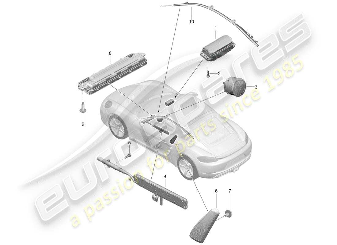 porsche 718 cayman (2020) airbag part diagram