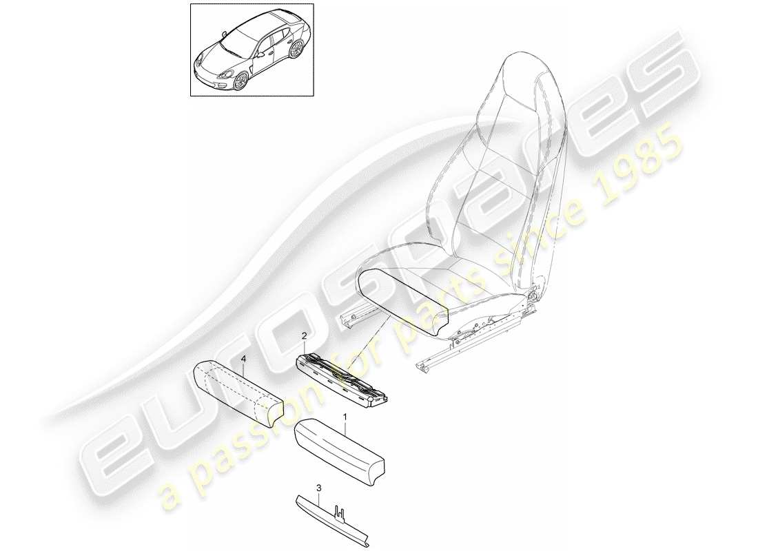 porsche 2015 (panamera 970) seat cushion part diagram