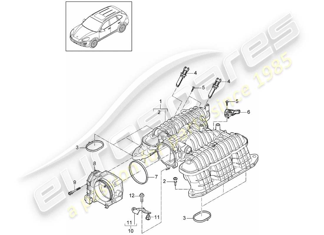 porsche 2016 (cayenne e2 92a) intake air distributor part diagram