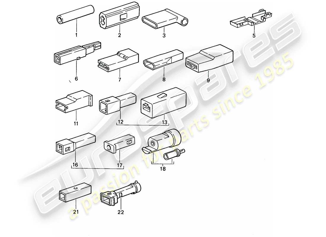 porsche 1989 (944) butt connector - connector housing - single pole part diagram