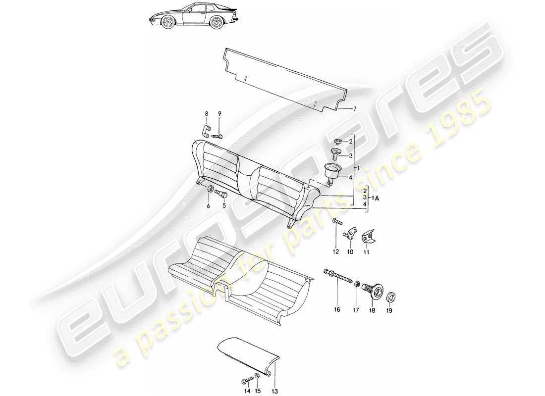 porsche seat 944/968/911/928 (1997) emergency seat - single parts - - d - mj 1989>> - mj 1990 parts diagram