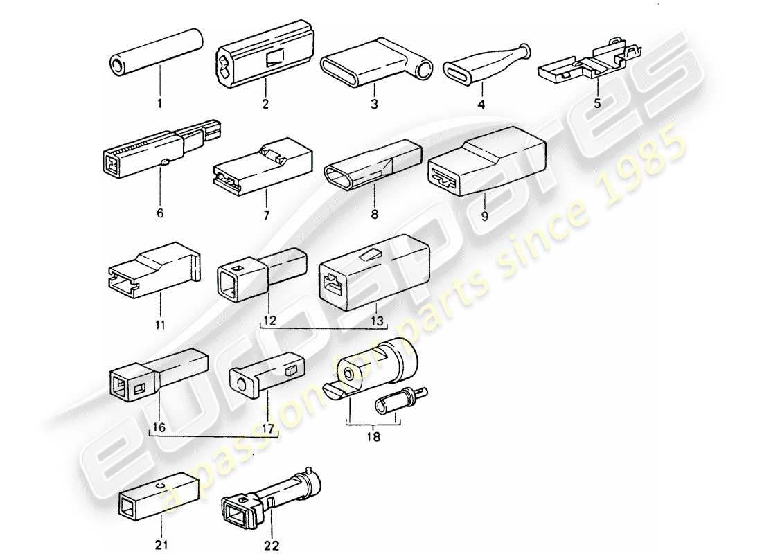 porsche 1994 (964) butt connector - connector housing - single pole part diagram