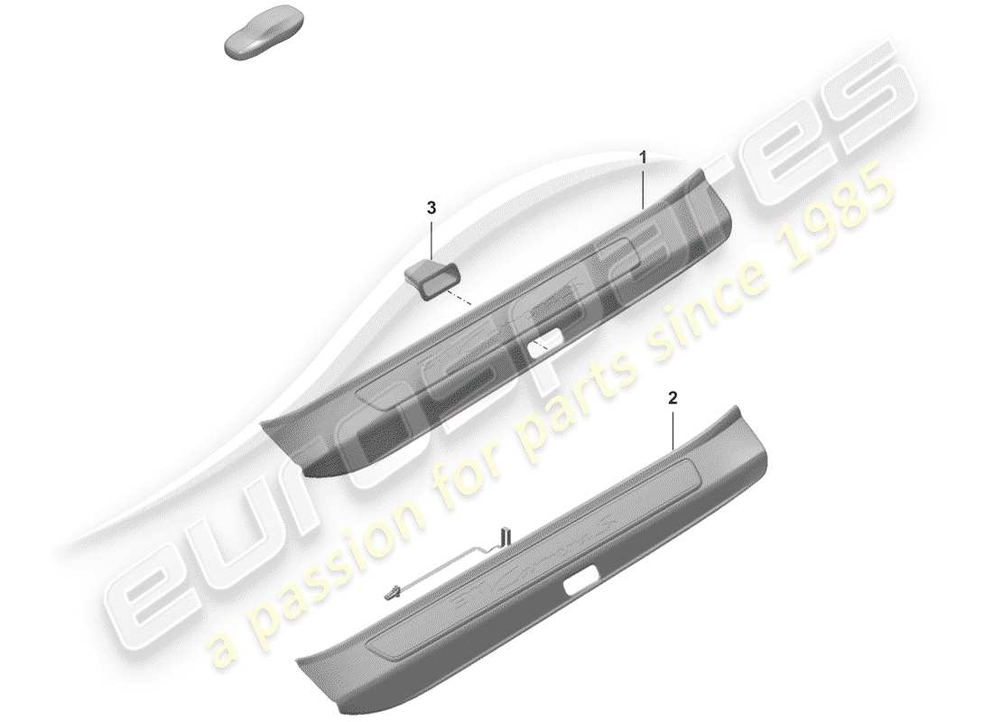 porsche 992 (2019) scuff plate - sill panel with part diagram