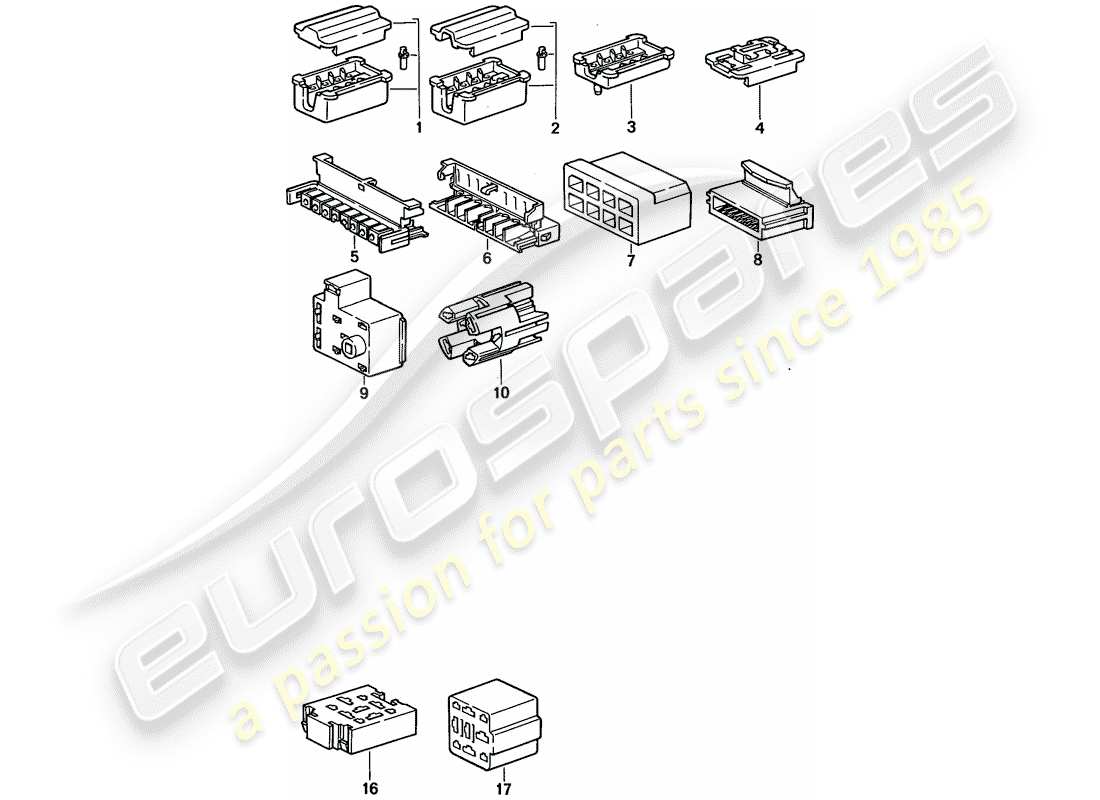 porsche 1993 (968) connector housing - 8-pole - 9-pole part diagram