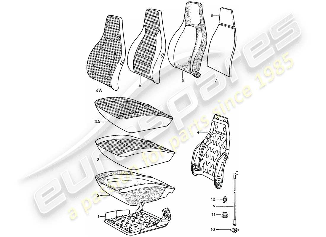 porsche 1979 (928) front seat - single parts - d - mj 1980>> part diagram