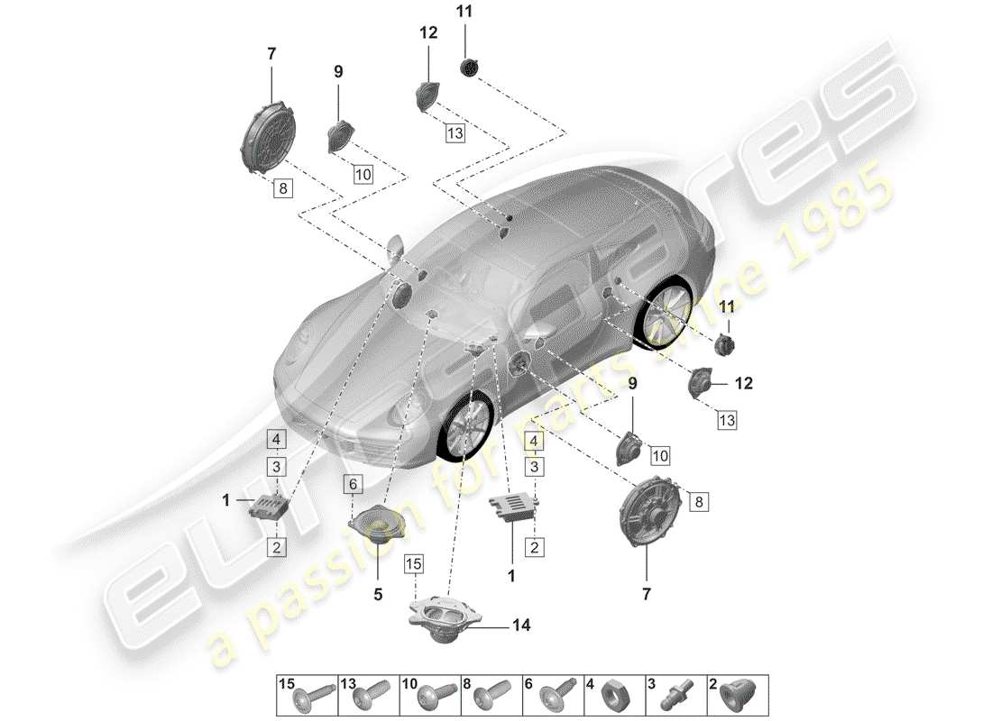 porsche 2020 (992-1) loudspeaker part diagram