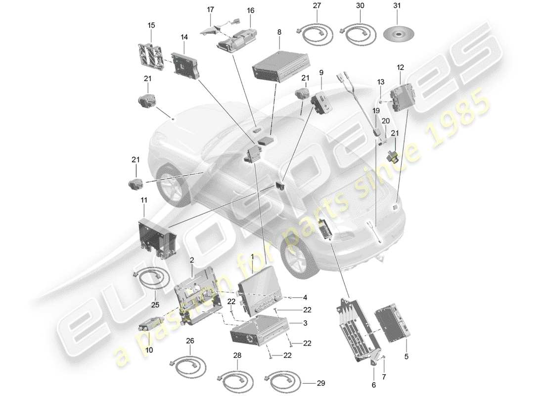 porsche 2017 (macan) display parts diagram