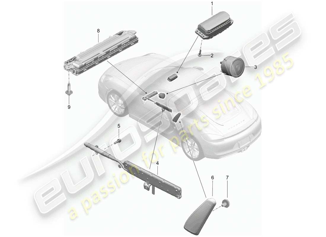 porsche 2014 (981 cayman) airbag parts diagram