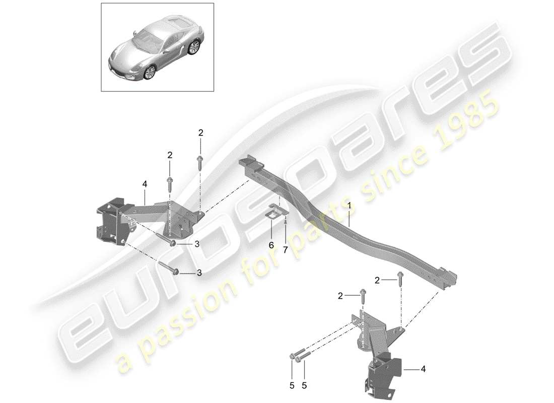 porsche 2014 (981 cayman) cross member parts diagram