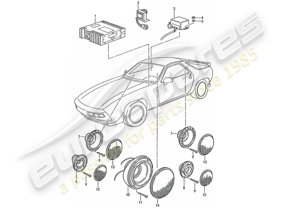 porsche 1987 (928) sound system - with: - amplifier - d - mj 1989>> part diagram