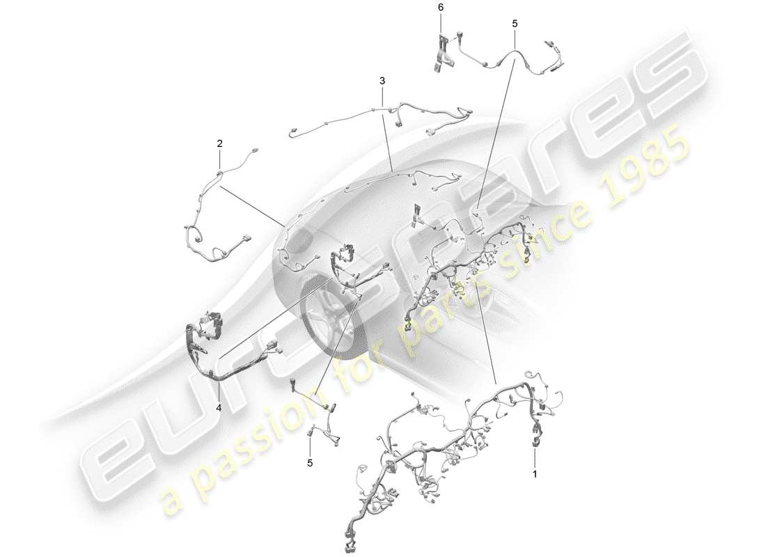 porsche 718 cayman (2018) wiring harnesses parts diagram