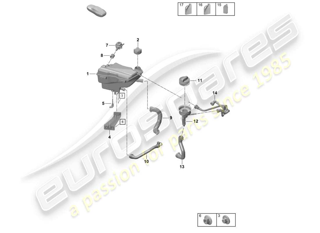porsche 2018 (718 cayman) coolant expansion tank parts diagram