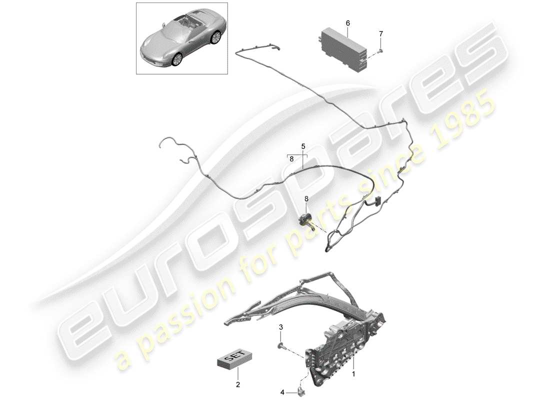 porsche 2013 (991-1) top frame part diagram
