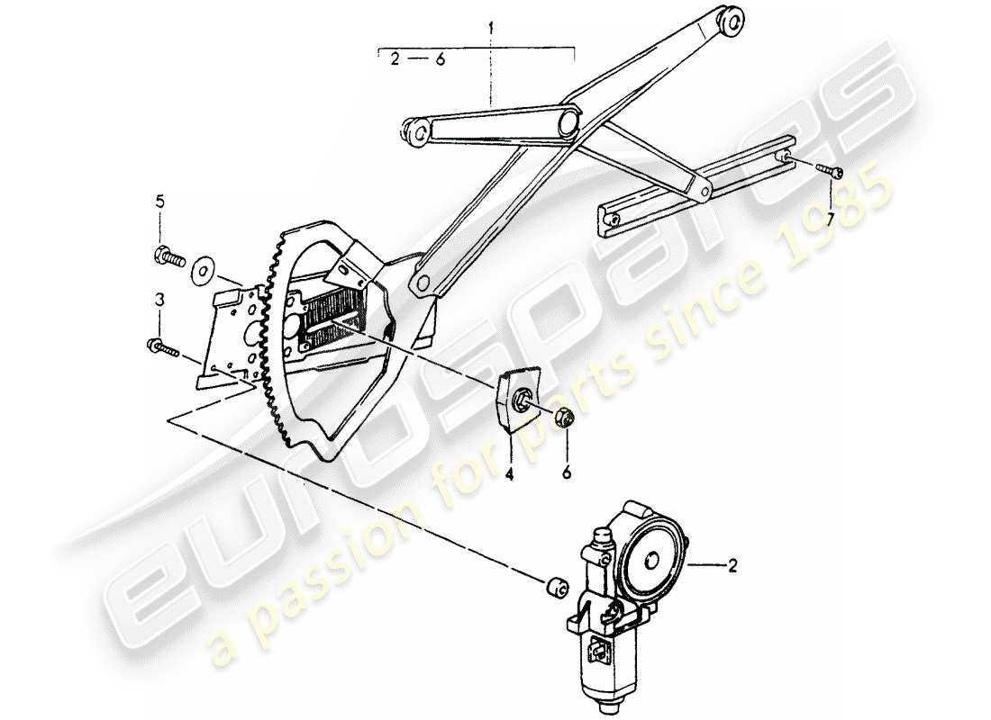 porsche 1991 (964) window regulator - electric parts diagram