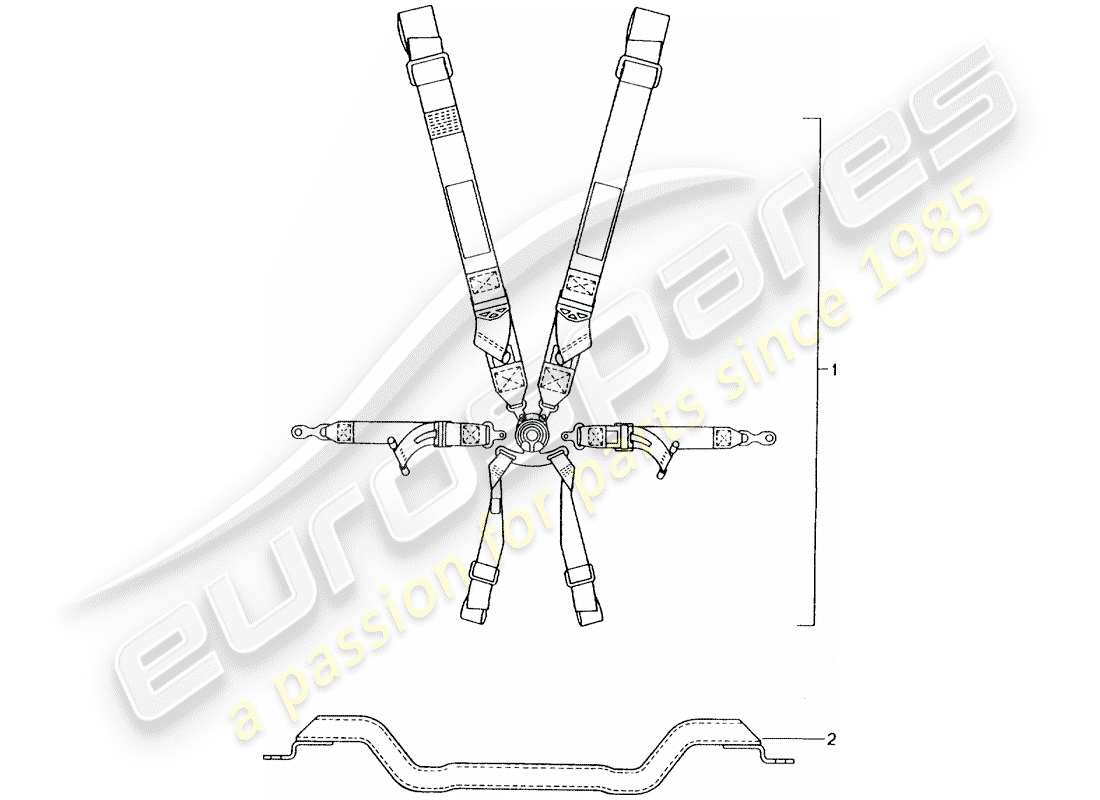 porsche 1991 (tequipment) six-point safety belt parts diagram