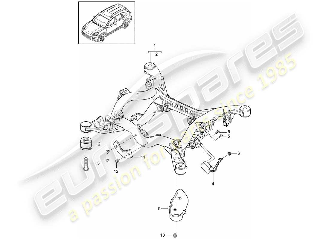 porsche cayenne e2 (2018) rear axle parts diagram