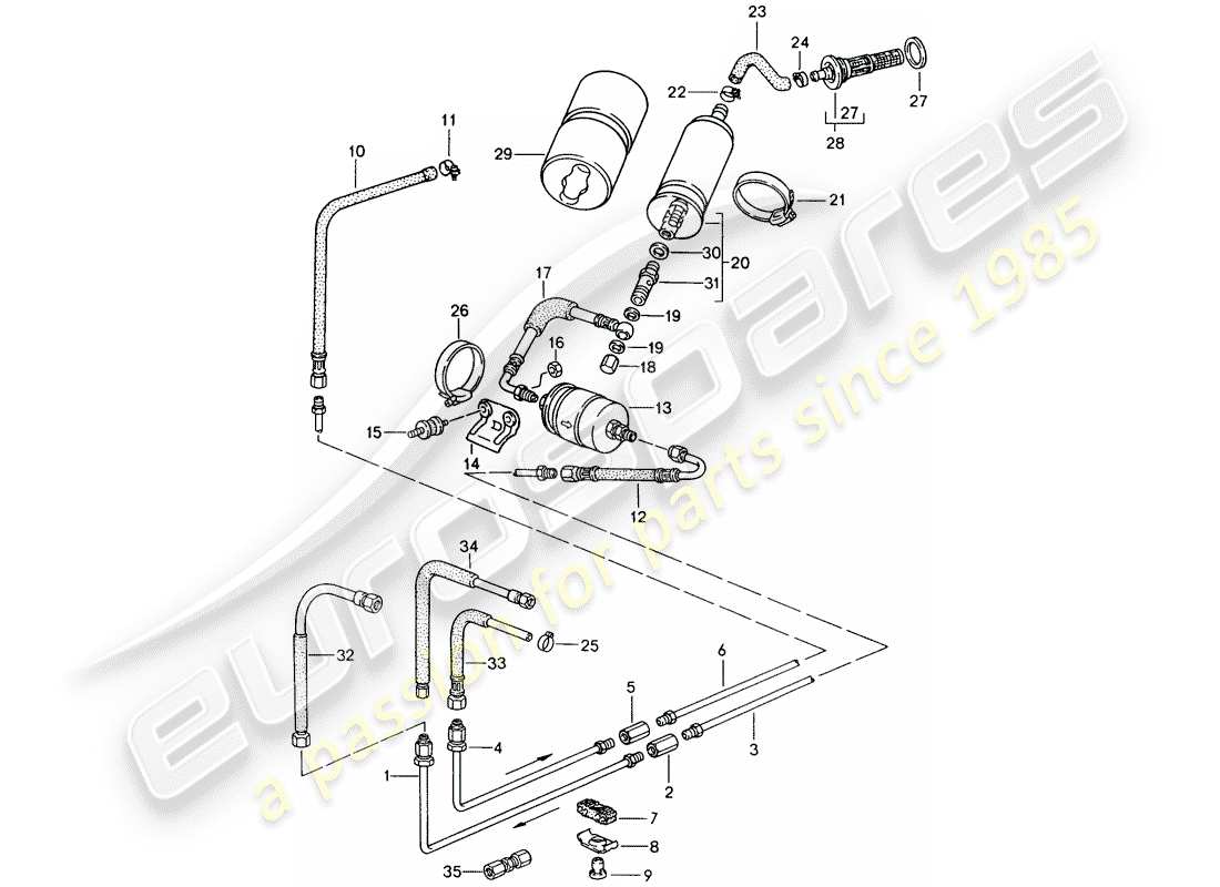 porsche 1988 (944) fuel system parts diagram