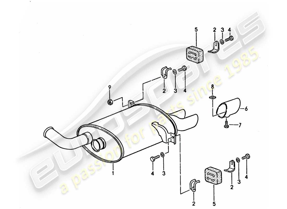 porsche 1992 (928) exhaust system - muffler - exhaust part diagram