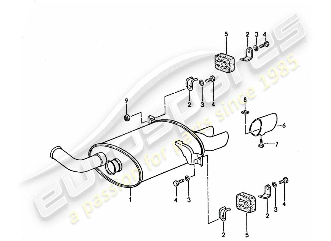 porsche 928 (1992) exhaust system - muffler - exhaust part diagram
