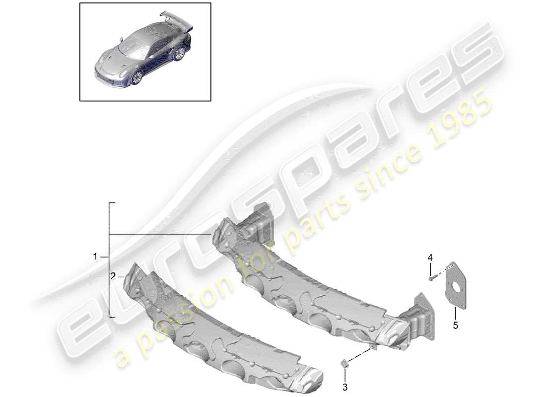 porsche 991 turbo (2016) bumper bracket parts diagram