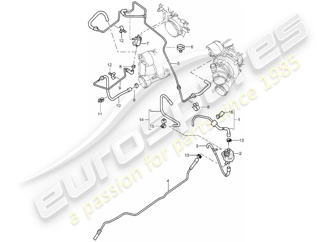 porsche 2003 (cayenne e1 9pa) exhaust gas turbocharger part diagram