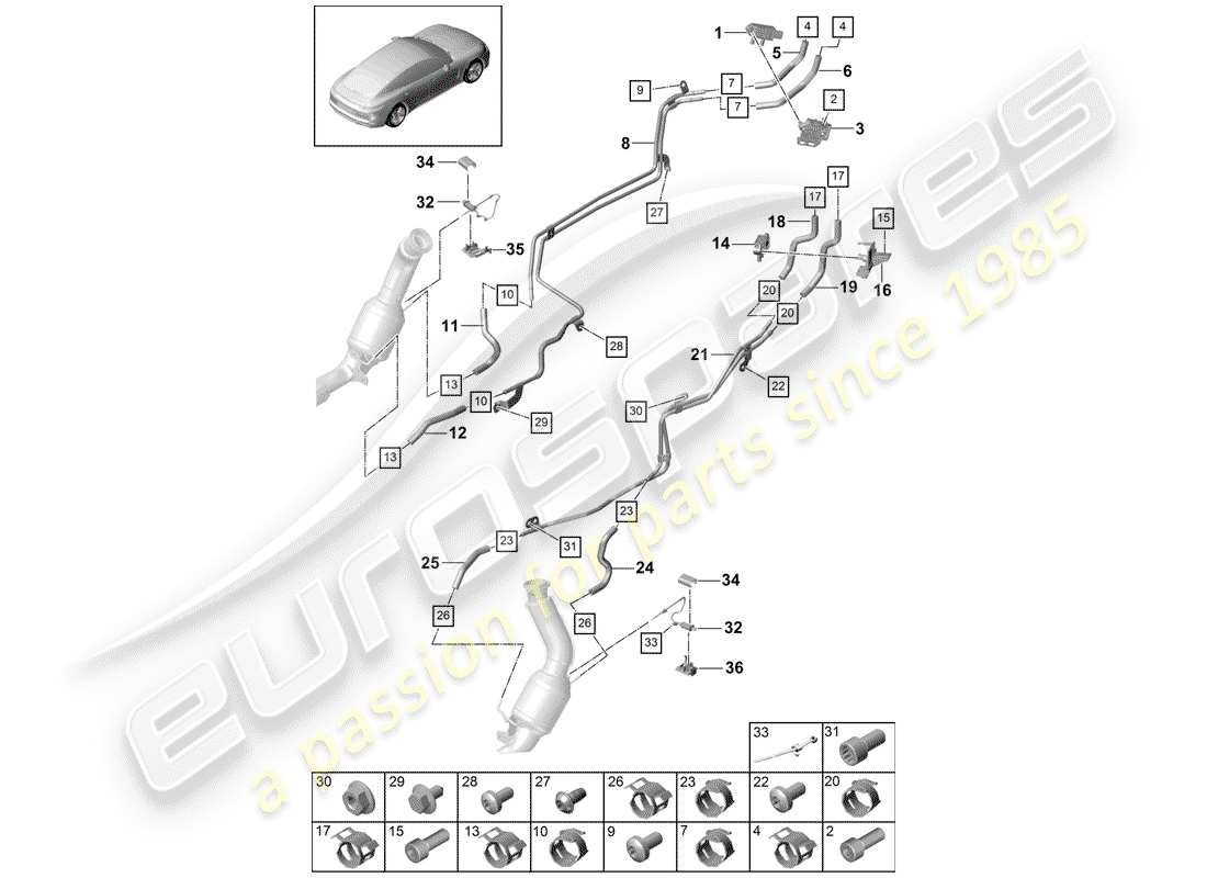 porsche 2018 (panamera 971-1) exhaust system part diagram